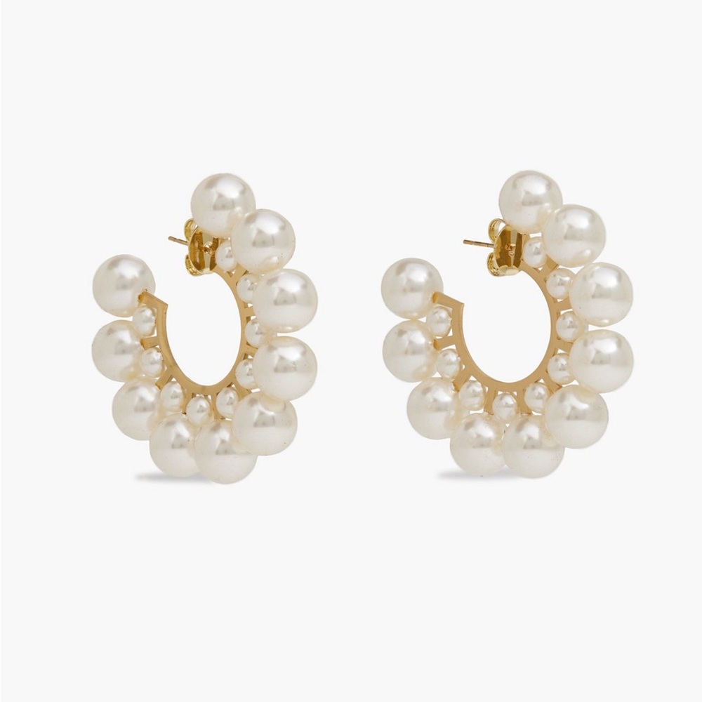SHASHI Faux-Pearl Hoop Earrings